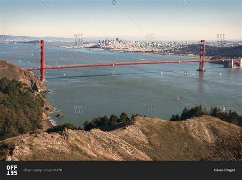 Golden Gate Bridge Aerial View Stock Photo Offset