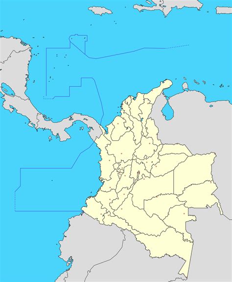 Mapa Político Mudo De Colombia Tamaño Completo Ex