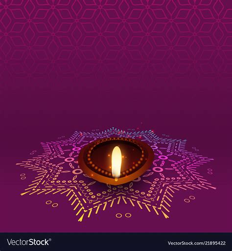 Lovely Diwali Diya With Rangoli Design Royalty Free Vector