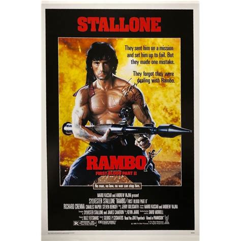 Signed Rambo First Blood Poster Sylvester Stallone