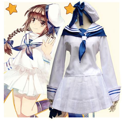 Adult Women Anime Wadanohara Cosplay Costume Japan Girls White Blue Sailor Uniform Set Top