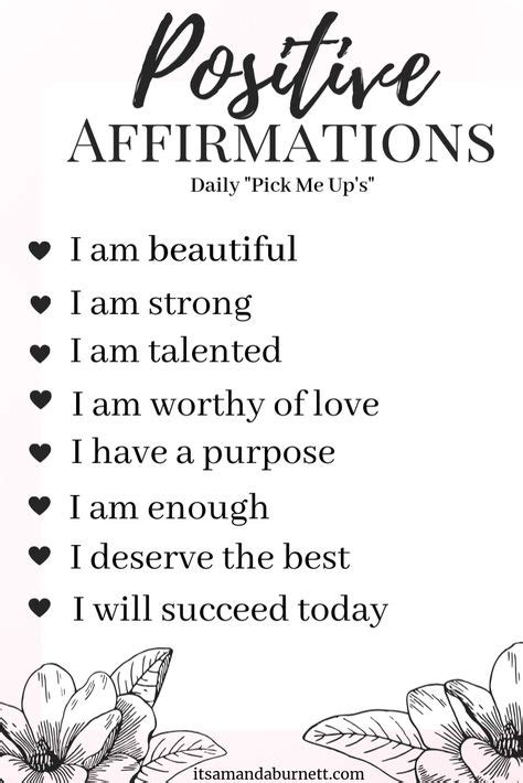Positive Affirmations Printable Affirmations Positive Affirmations
