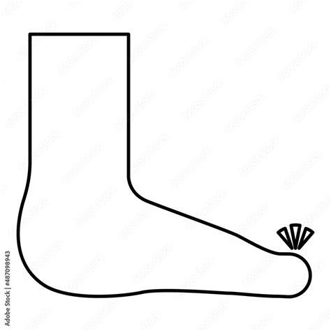 Foot Finger Care Pedicure Concept Human Ankle Sole Naked Contour Outline Line Icon Black Color