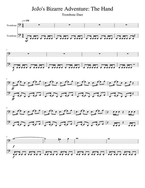Jojos Bizarre Adventure The Hand Trombone Duet Sheet Music For
