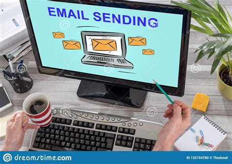 Email Sending Concept On A Computer Stock Photo - Image of internet, concept: 132154780