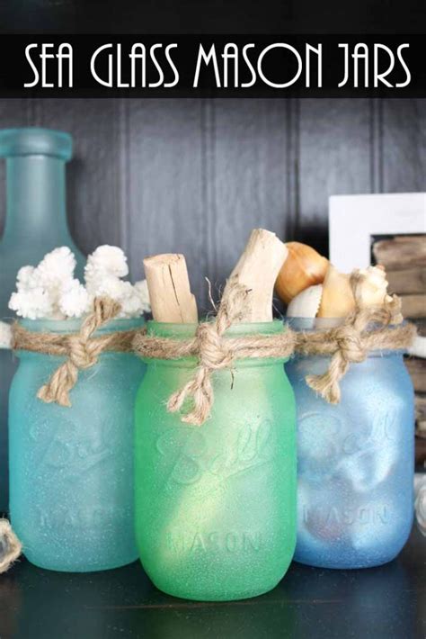 Beautiful Sea Glass Painted Mason Jars Angie Holden The Country Chic