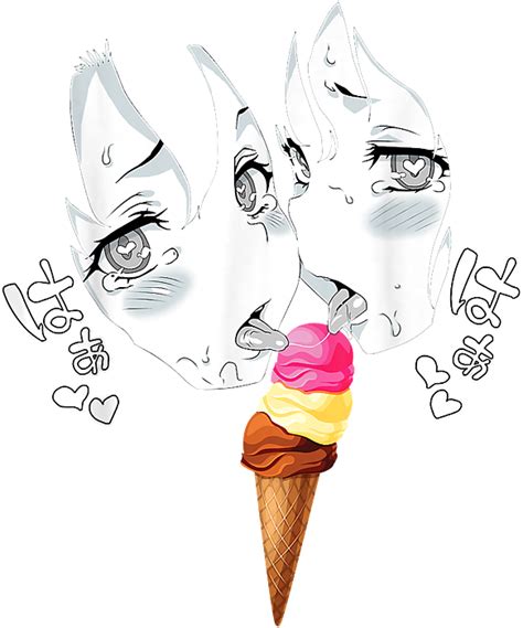 Ahegao Face Funny Napolitan Ice Cream Lewd Anime Manga Girls Sticker