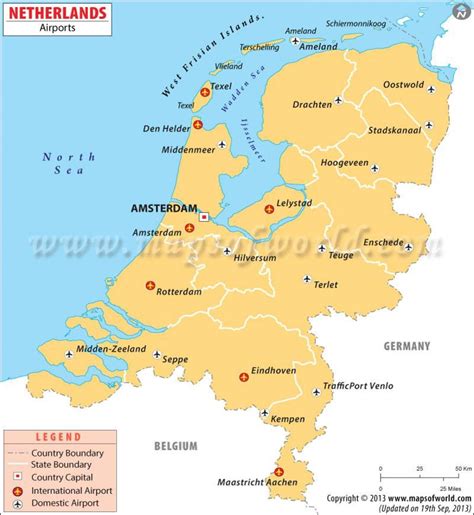 Airports Netherlands map - Airports in Netherlands map (Western Europe