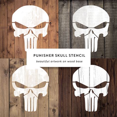 Punisher Stencil Design On Durable Mylar Punisher Skull Stencil