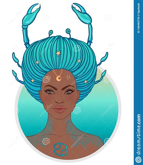 Illustration Of Cancer Astrological Sign As A Beautiful African