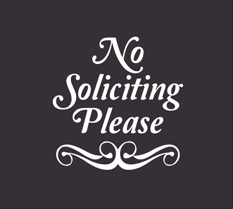 No Soliciting Please White Vinyl Decal By Breezeprintcompany