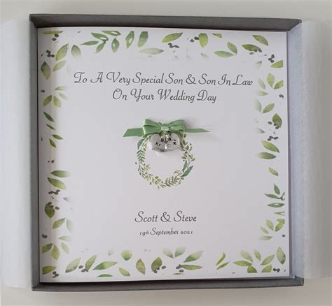 Personalised Wedding Day Card Male Same Sex Couple Son And Son Etsy