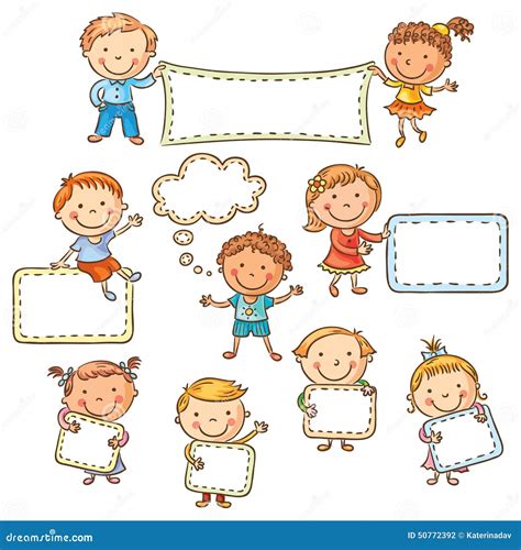 Kids With Blank Signs Stock Vector Illustration Of People 50772392