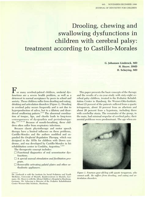 Pdf Drooling Chewing And Swallowing Dysfunctions In Children With