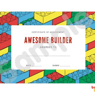 Change copy in editable placeholders and create your artwork. Lego Inspired Awesome Builder Certificates (Printable ...