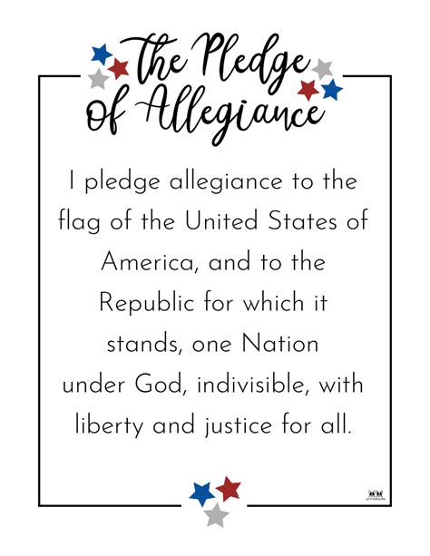 Pledge Of Allegiance Words 20 Free Printables Printabulls