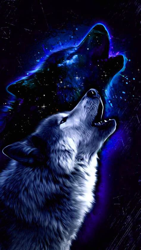 Galaxy Wolf Blue Wolf Geometric Art Wallpaper Download Mobcup