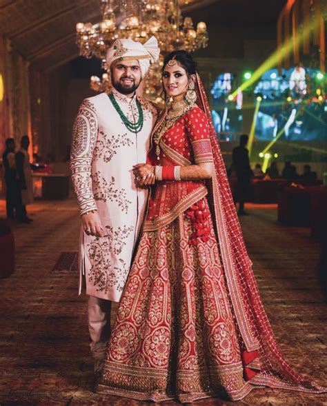 Indian Bridal Lehegna Sherwani Wedding Outfits For Groom Couple
