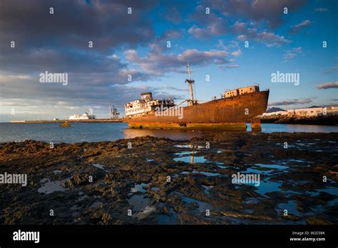 Spain Canary Islands Lanzarote Arecife Shipwreck Of The Ship