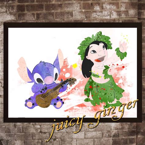 Lilo And Stitch Art Print Watercolor Poster Art Print Etsy