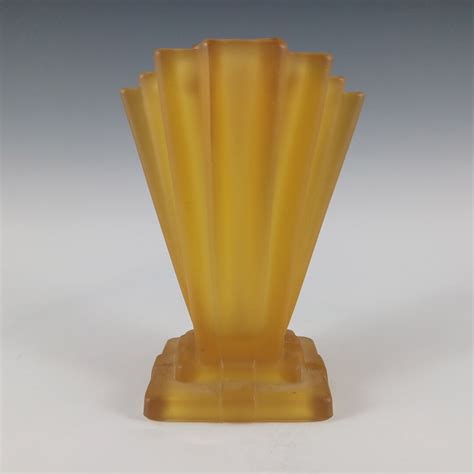 bagley 334 art deco frosted amber glass grantham etsy uk
