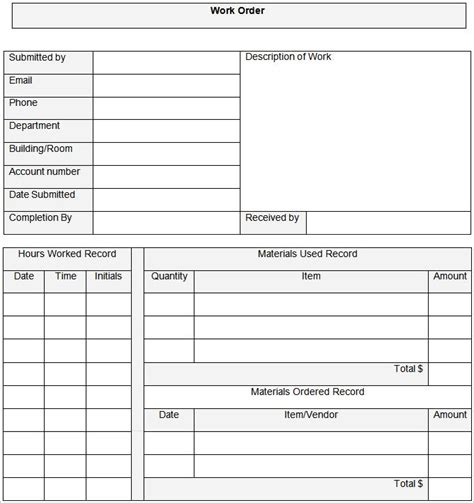 Work Order Template 20 Free Word Excel Pdf Document Download