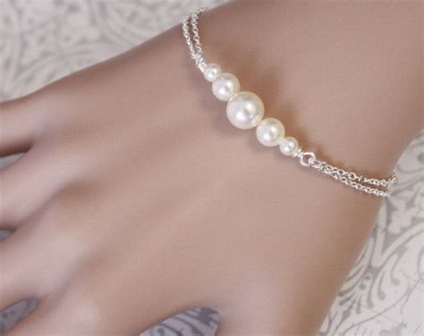 Ivory Pearl And Light Turquoise Bridesmaid Bracelet Swarovski Etsy