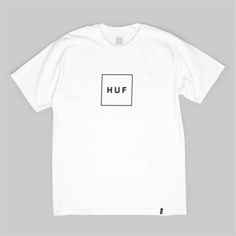 Huf Box Logo Ss T Shirt White Huf Tees