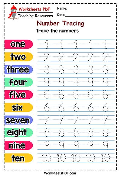 Tracing Numbers 1 10 Worksheets For Kindergarten Free Printable Worksheet