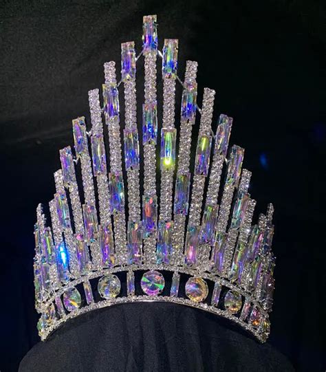 rhinestone large pageant crystal crown tiara drag queen 8 inch etsy