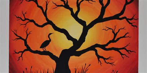 Acrylic Painting On Canvas Cranes Sunset Costin Craioveanu