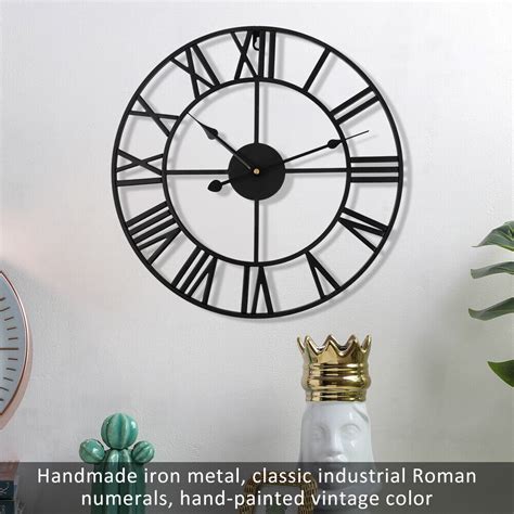 40cm Wall Clock Large Roman Big Numeral Giant Round Face Outdoor Garden