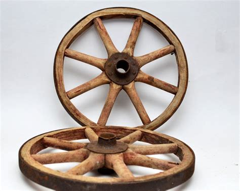 Pair Of Antique 8 Spoke Wooden Wagon Wheels 10 Across Etsy Wooden