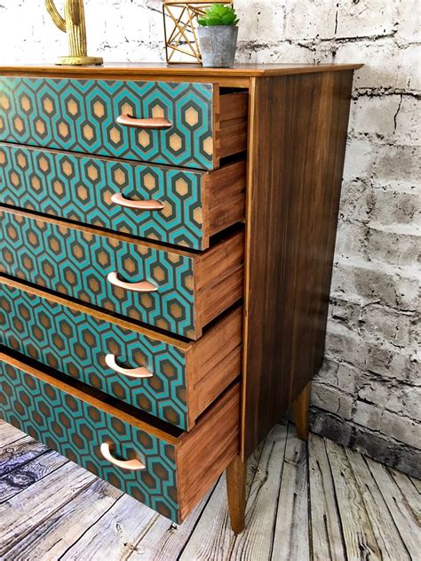 Upcycled Retro Chest Of Drawers Vintage Teak Chest Of Drawers Mid