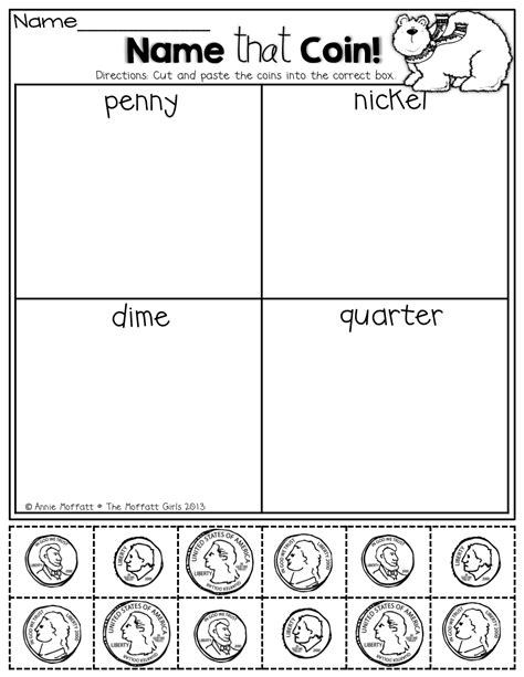 Identifying Coins Worksheets Kindergarten