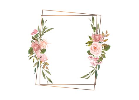 Watercolor Flower Rose Frame Set Svg File Download Free Font Free