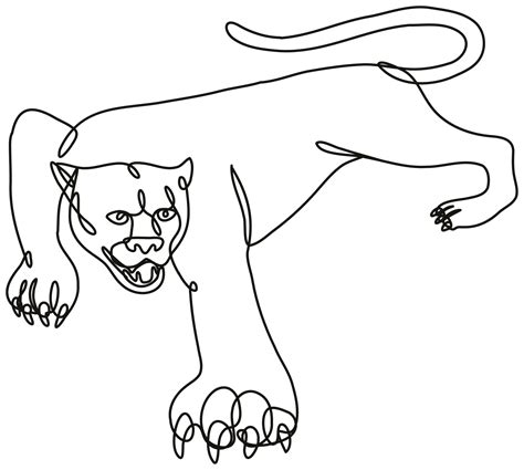 Panther Crouching Continuous Line Drawing 3414477 Vector Art At Vecteezy