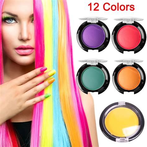 12 Colors Hair Color Pressed Powder Non Toxic Unisex Diy Hair Color Wax