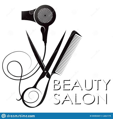 Scissors And Comb Stylist Hair Dryer Symbol Stock Vector Illustration