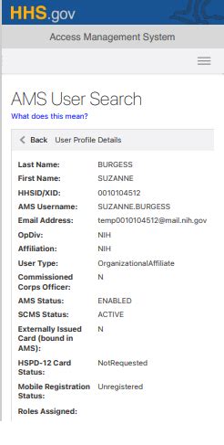 Hhs Ams How To Search For An Ams User