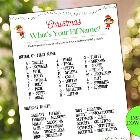 Whats Your Elf Name Etsy