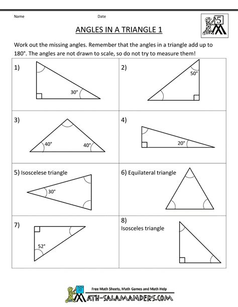 8th Grade Angles In A Triangle Worksheet Kidsworksheetfun