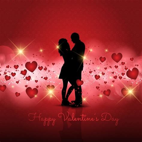Free Vector Silhouette Of A Loving Couple On A Valentines Day Background