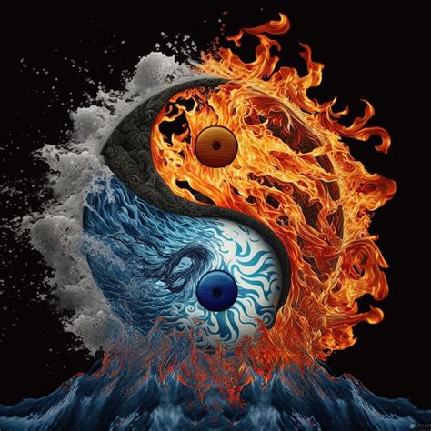 Yin And Yang Made Of Fire And Water Symbol Of Harmony Stock Image