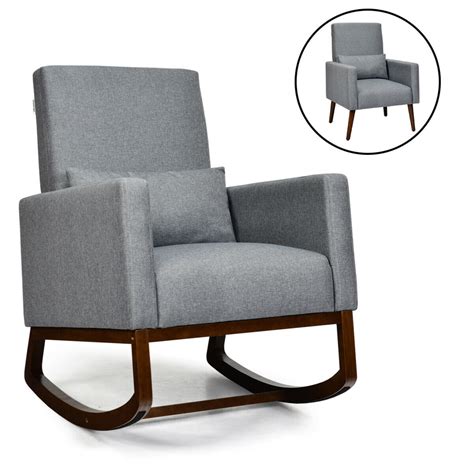 Best choice products rocking accent chair, tufted upholstered wingback for home, nursery w/ wood frame. Gymax 2-in-1 Fabric Upholstered Rocking Chair Nursery ...