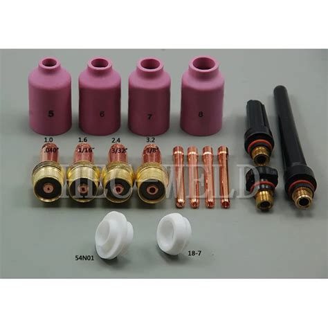 Tig Welding Consumables Accessories Kit Gas Lens Nozzle Insulator Cup