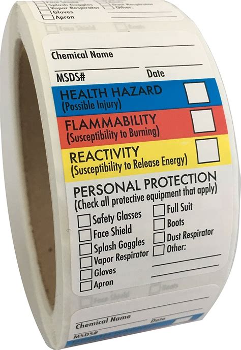 Safety Data Sheet Stickers 15 X 25 2 Rolls Of 250 Right To Know