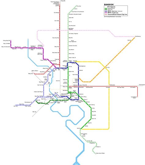 Bts Skytrain Bangkok Lines Map Bangkok Map Train Map Bangkok