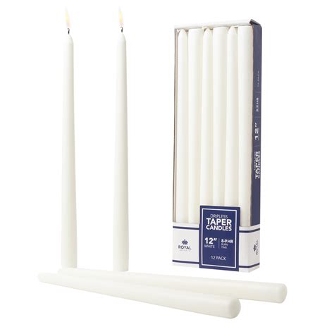 Tapered White Candle 12in 12 Pack Royal Imports