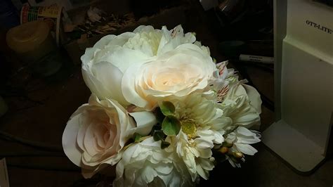 Brides Bouquet Made With Silk Roses Peonies Gerbera Daisies And